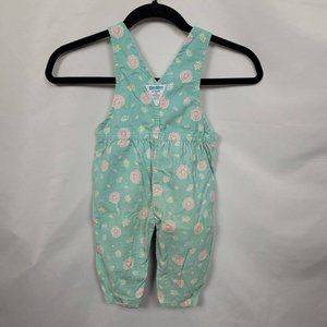 Vintage OshKosh Baby Girls Floral Corduroy Overalls Light Blue Floral Si…